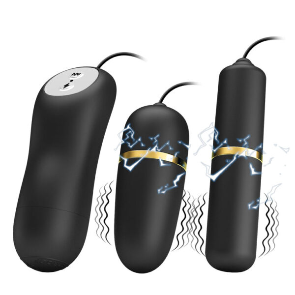 Egg Battery Double Vibro Bullets Electric Stimulation - Black