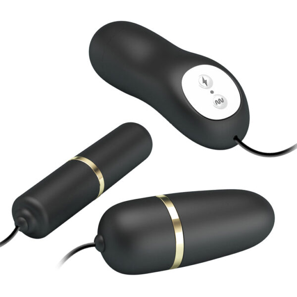 Egg Battery Double Vibro Bullets Electric Stimulation - Black