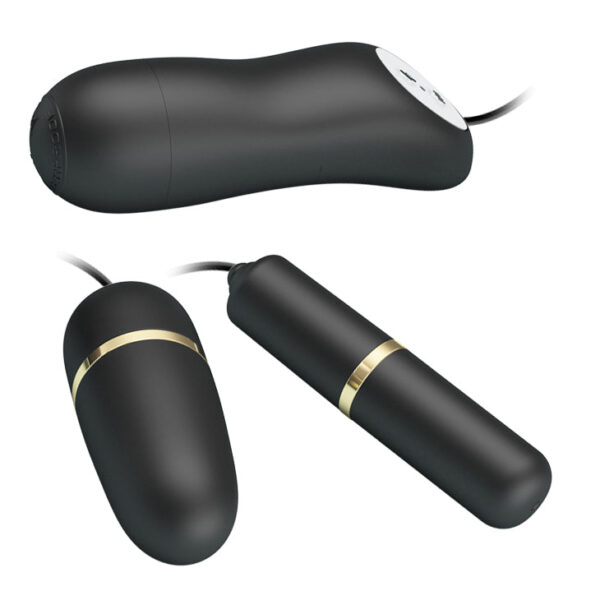 Egg Battery Double Vibro Bullets Electric Stimulation - Black