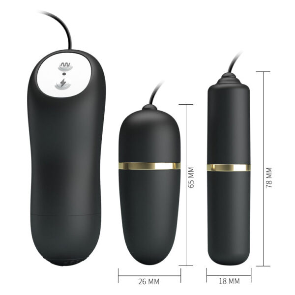 Egg Battery Double Vibro Bullets Electric Stimulation - Black