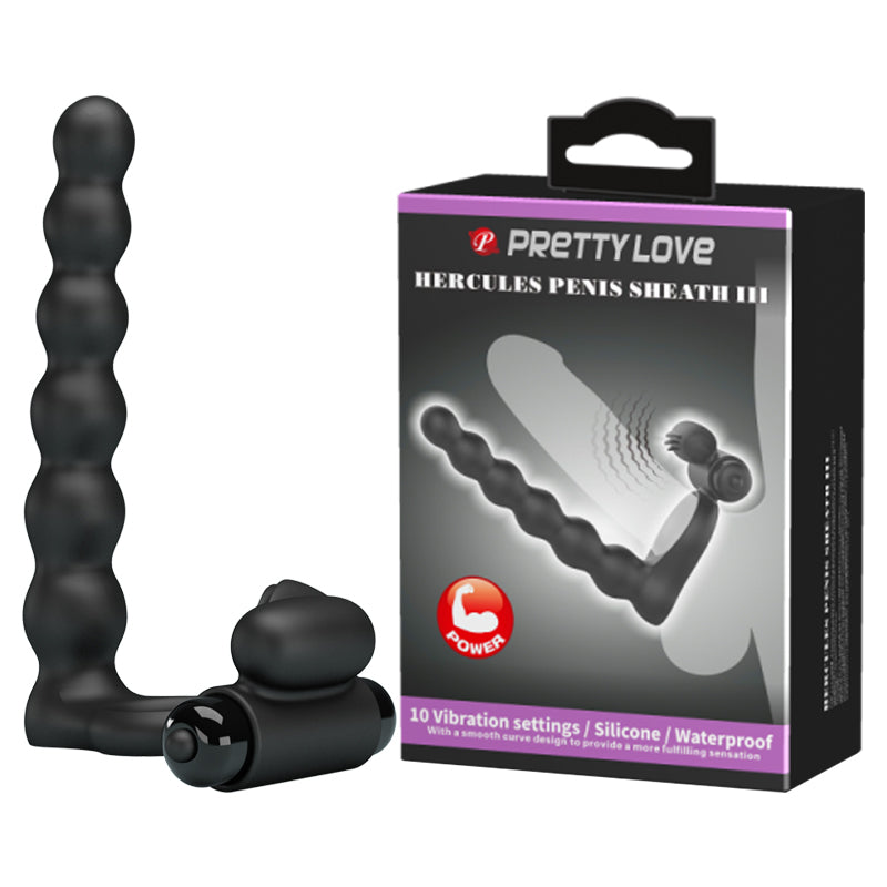 Cock Ring / Clitoral Vibrating ''Hercules Penis Sheath III'' - Black
