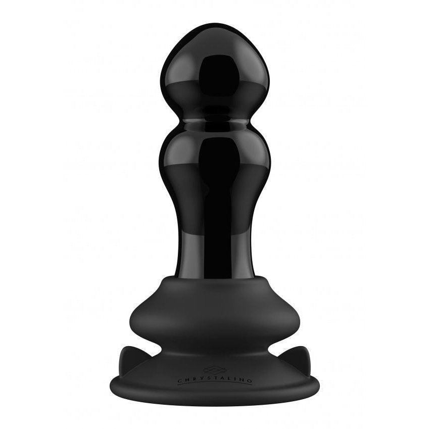 Chyrstalino "Rimly" - Glass Vibrator - With Suction Cup and Remote - Rechargeable - 10 Speed - Black