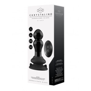 Chyrstalino "Rimly" - Glass Vibrator - With Suction Cup and Remote - Rechargeable - 10 Speed - Black