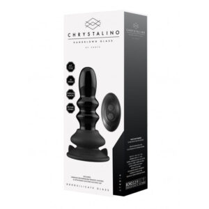 Chrystalino "Ribbly" - Glass Vibrator - With Suction Cup and Remote - Rechargeable - 10 Speed - Black