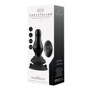 Chrystalino "Missy" - Glass Vibrator - With Suction Cup and Remote - Rechargeable - 10 Speed - Black