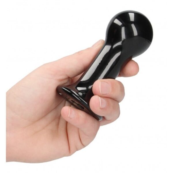 Chrystalino "Globy" - Glass Vibrator - With Suction Cup and Remote - Rechargeable - 10 Speed - Black