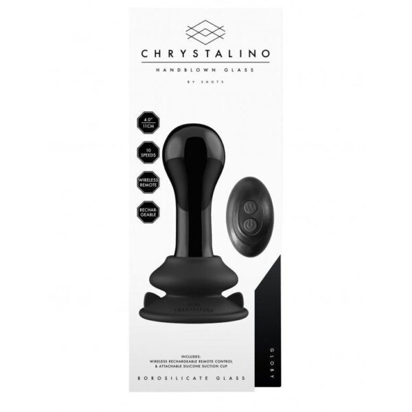 Chrystalino "Globy" - Glass Vibrator - With Suction Cup and Remote - Rechargeable - 10 Speed - Black