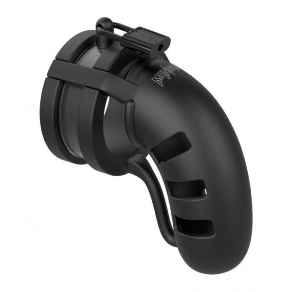 Model 19 - Chastity - 4.5"" - Silicone Cage Ballsplitter - Black