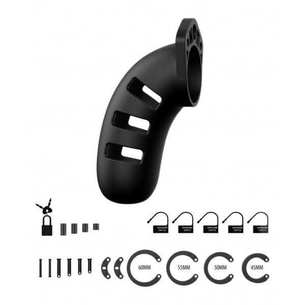 Model 21 - Chastity - 4.5"" - Silicone Cock Cage - Black
