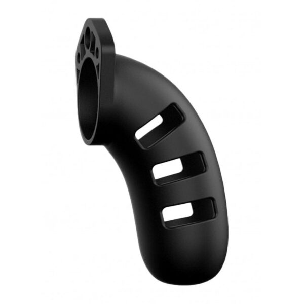 Model 21 - Chastity - 4.5"" - Silicone Cock Cage - Black