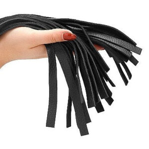 Flogger Sparkling Pointed Handle Leather Flogger - Black