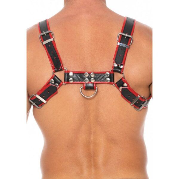 Harness Chest Bulldog - Black/Red - S/M