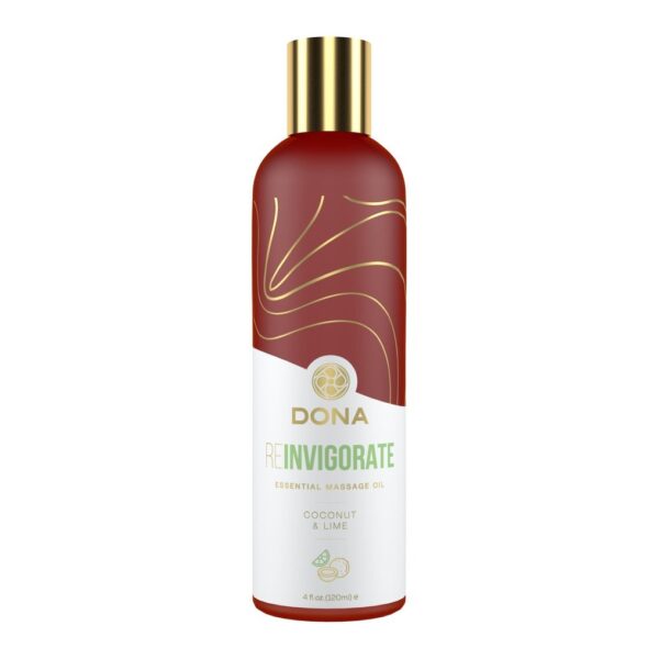 DONA Essential Massage Oil - Reinvigorate - Coconut Lime - Massage 4 floz / 120 ml