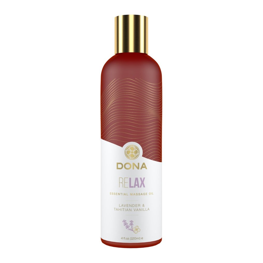 DONA Essential Massage Oil - Relax - Lavender & Tahitian Vanilla - Massage 4 floz / 120 ml