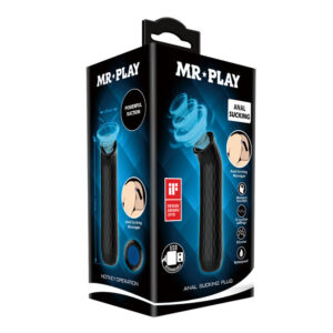 Anal Mr. Play USB Rechargeable Silicone Sucking Butt Plug - Black