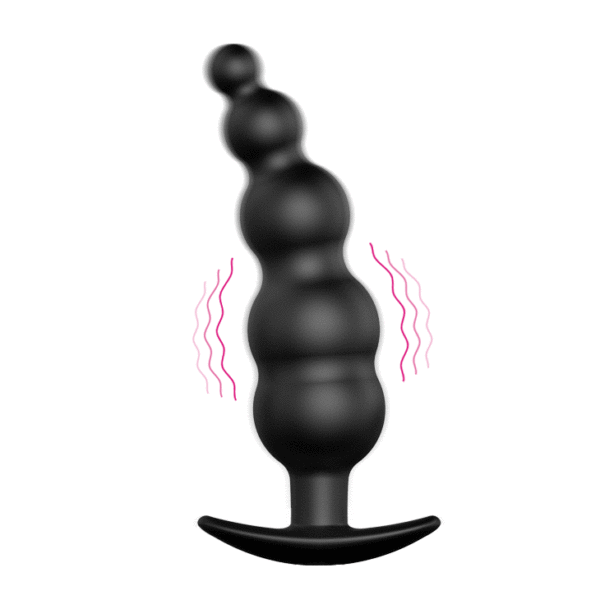 Anal Special Anal Stimulation Vibrating Ribbed Butt Plug  4.7" x 1.2" - Black