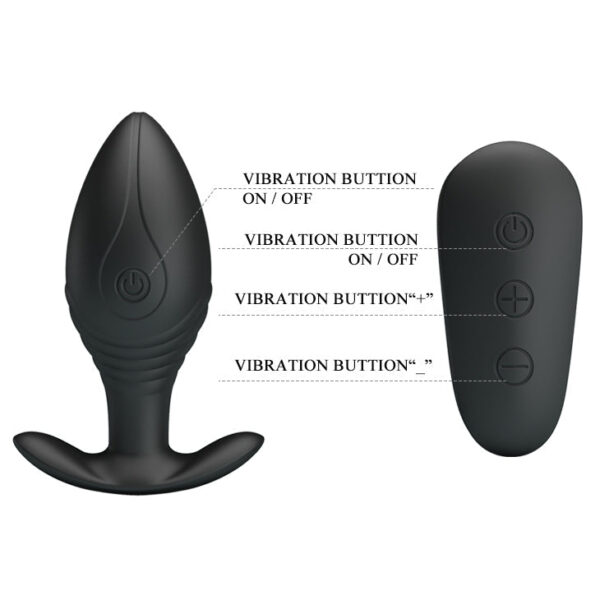 Anal Rechargeable Royal Pleasure Remote Anal Plug - Black