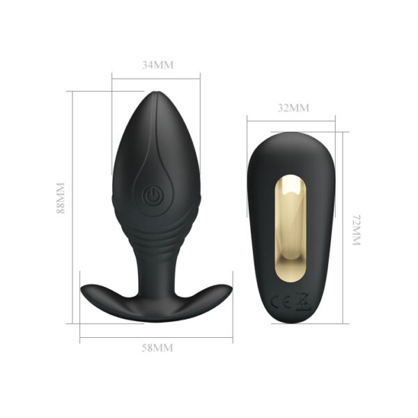 Anal Rechargeable Royal Pleasure Remote Anal Plug - Black