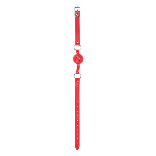 Ball Gag with Leather Strap - Red
