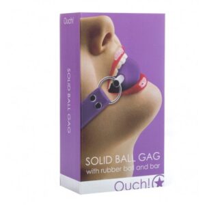 Ball Solid Ball Gag with Rubber Ball & Bar- Purple