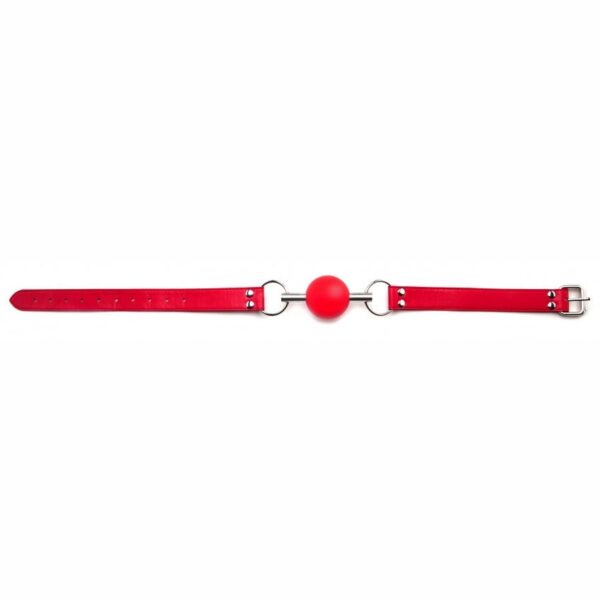 Ball Solid Ball Gag with Rubber Ball and Bar - Red