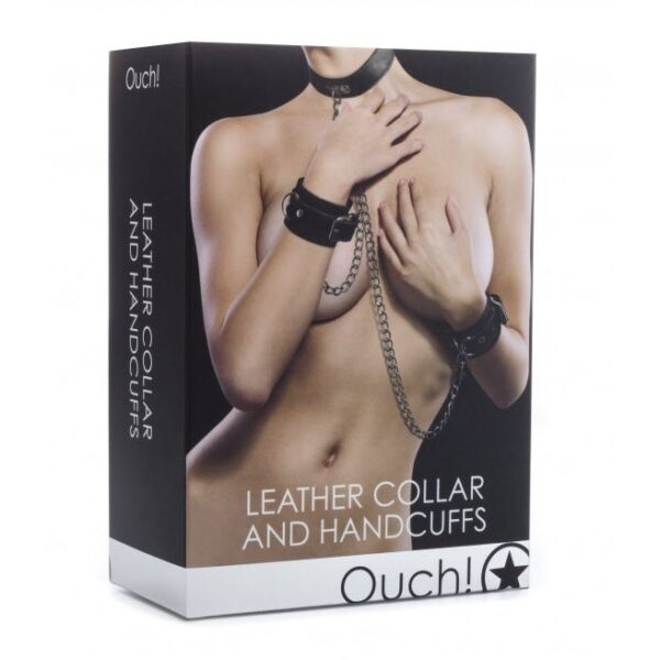 Collar Leather and Handcuffs - Black