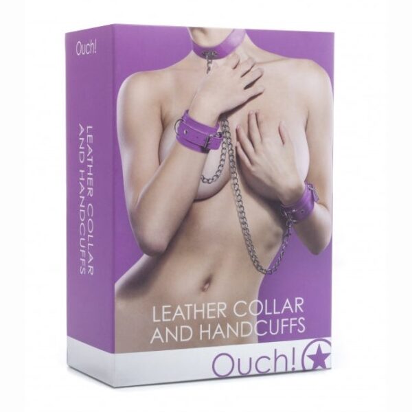 Collar Leather and Handcuffs - Purple