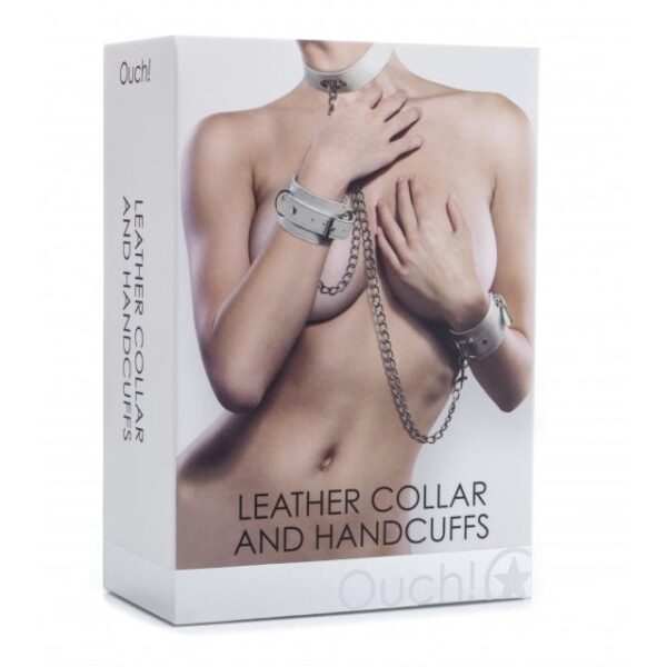 Collar Leather and Handcuffs - White