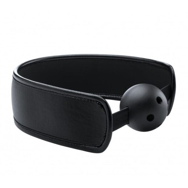 Ball Brace Ball Gag with Stretchable Strap - Black