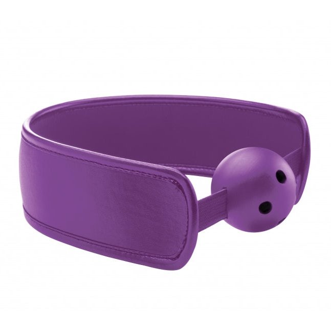 Ball Brace Ball Gag with Stretchable Strap - Purple