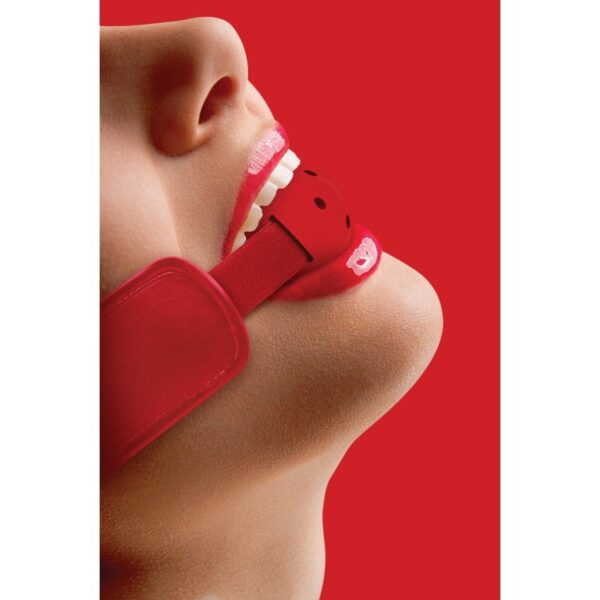 Ball Brace Ball Gag with Stretchable Strap - Red
