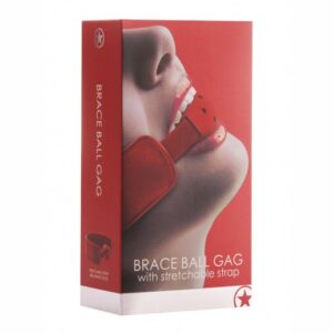 Ball Brace Ball Gag with Stretchable Strap - Red