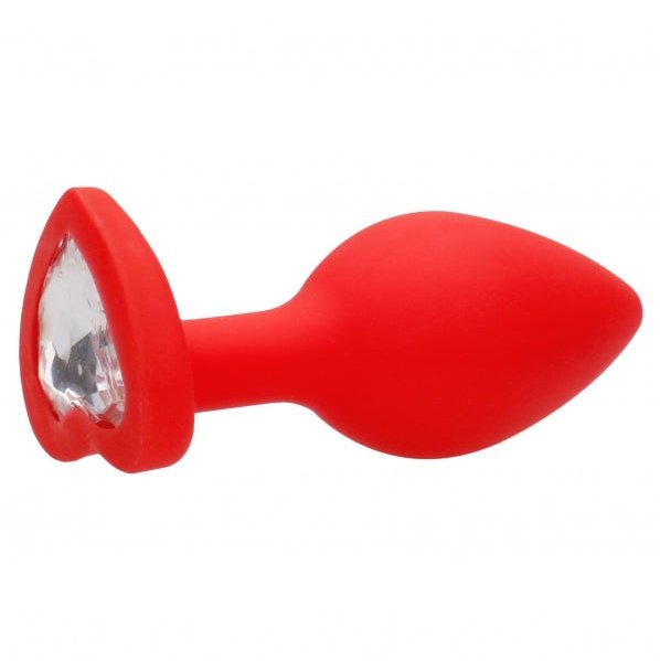 Anal Diamond Heart Butt Plug - Regular - Red