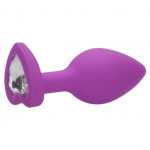 Anal Diamond Heart Butt Plug - Large - Purple