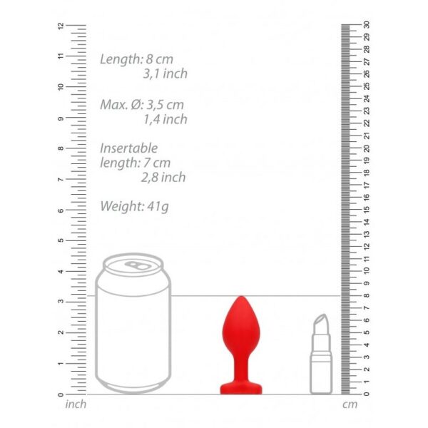 Anal Diamond Heart Butt Plug - Large - Red