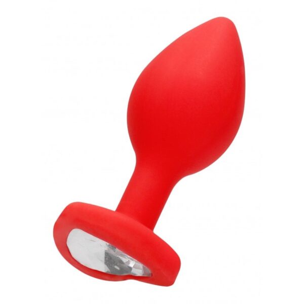Anal Diamond Heart Butt Plug - Large - Red