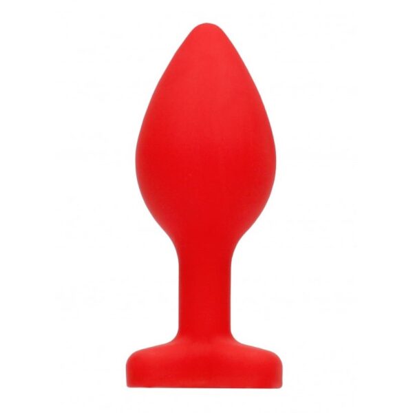 Anal Diamond Heart Butt Plug - Large - Red