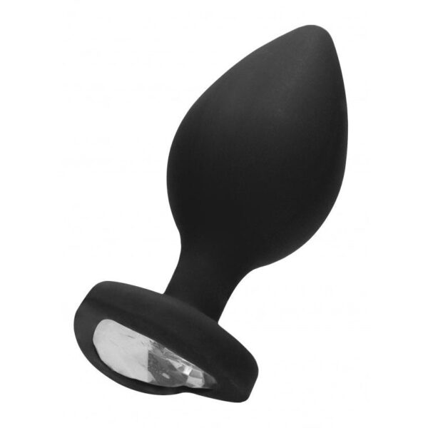 Anal Diamond Heart Butt Plug - Extra Large - Black