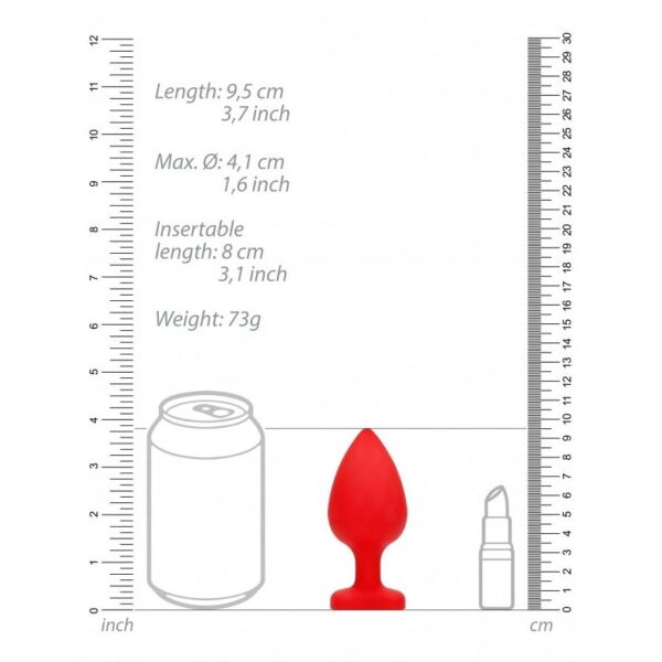 Anal Diamond Heart Butt Plug - Extra Large - Red