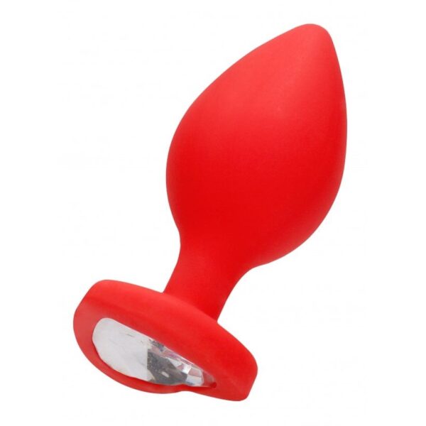 Anal Diamond Heart Butt Plug - Extra Large - Red