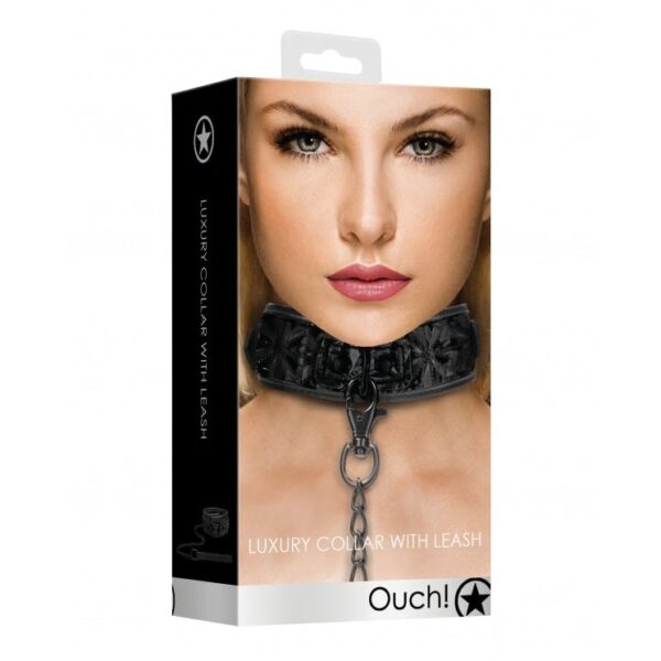 Collar with Leash Luxury - Black