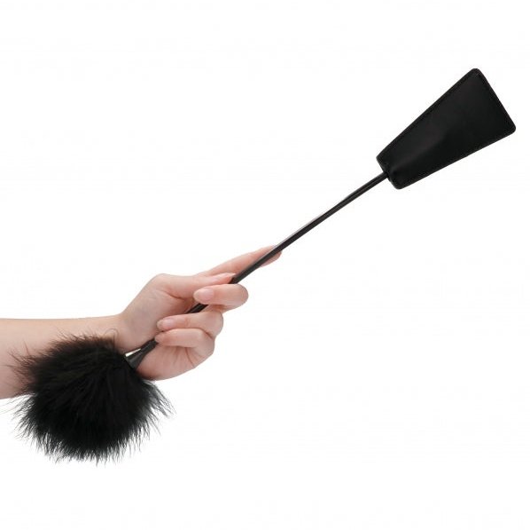 Riding Crop Ouch! Crop With Feather - Black