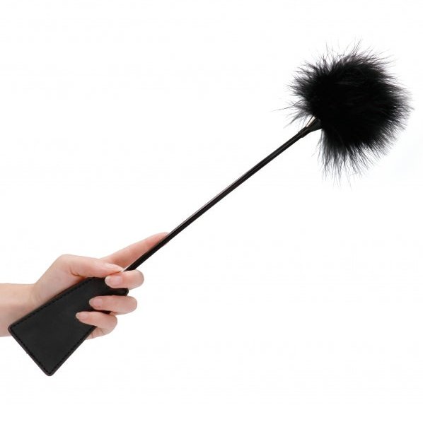 Riding Crop Ouch! Crop With Feather - Black
