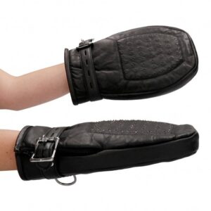 Bondage Mittens Padded With Metal Teeth - Black