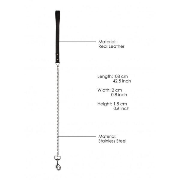 Leash with Leather Handle - Black
