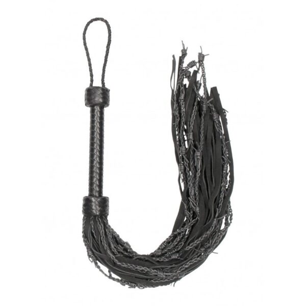 Flogger Leather Suede Barbed Wire Flogger - Black