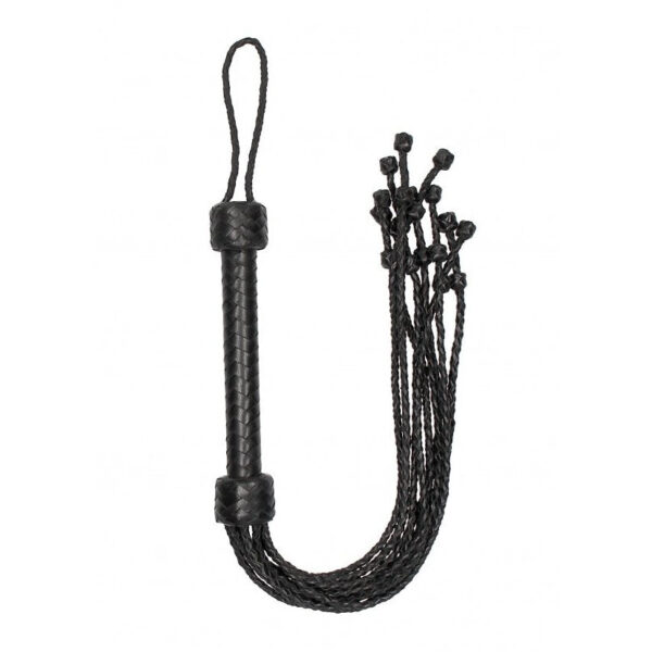 Flogger Short Leather  Braided Flogger - Black