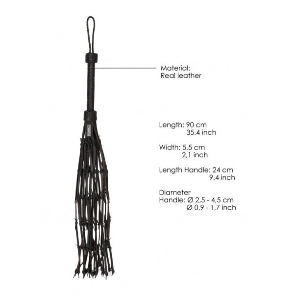 Flogger Saddle Leather With Barbed Wire Flogger 30 Inches - Black