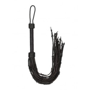 Flogger Saddle Leather With Barbed Wire Flogger 30 Inches - Black