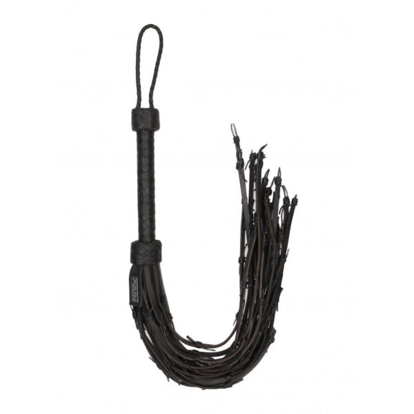 Flogger Saddle Leather With Barbed Wire Flogger 30 Inches - Black